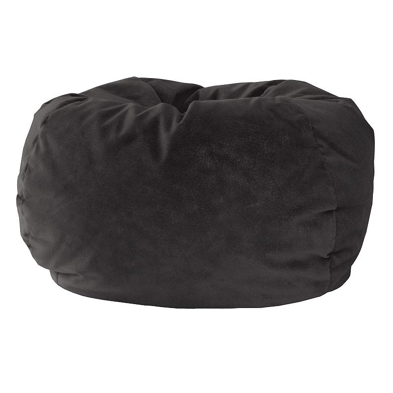 Small Microfiber Faux-Suede Bean Bag Chair, Black