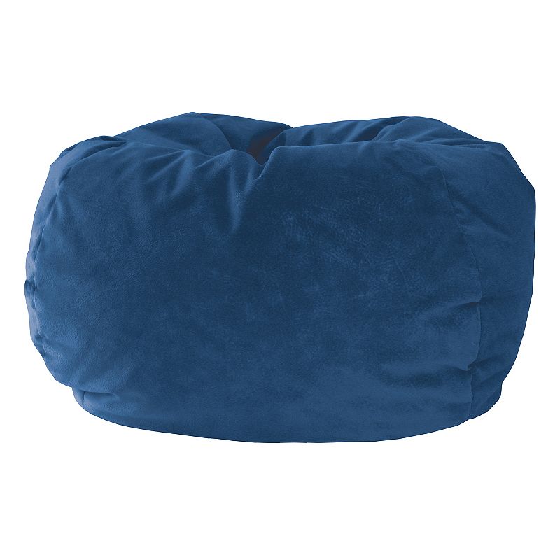 Small Microfiber Faux-Suede Bean Bag Chair, Blue