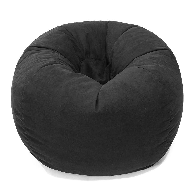 Medium Microfiber Faux-Suede Bean Bag Chair, Black