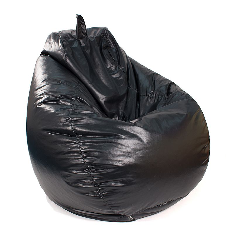 76633235 Large Teardrop Faux-Leather Bean Bag Chair, Black sku 76633235