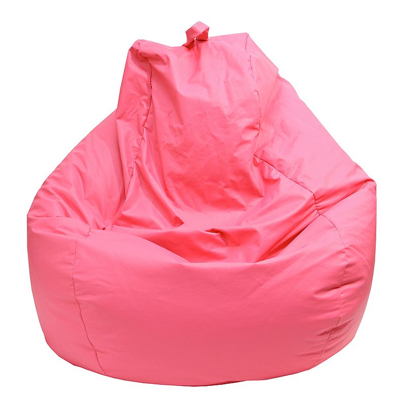 Large Teardrop Faux-Leather Bean Bag Chair, Pink