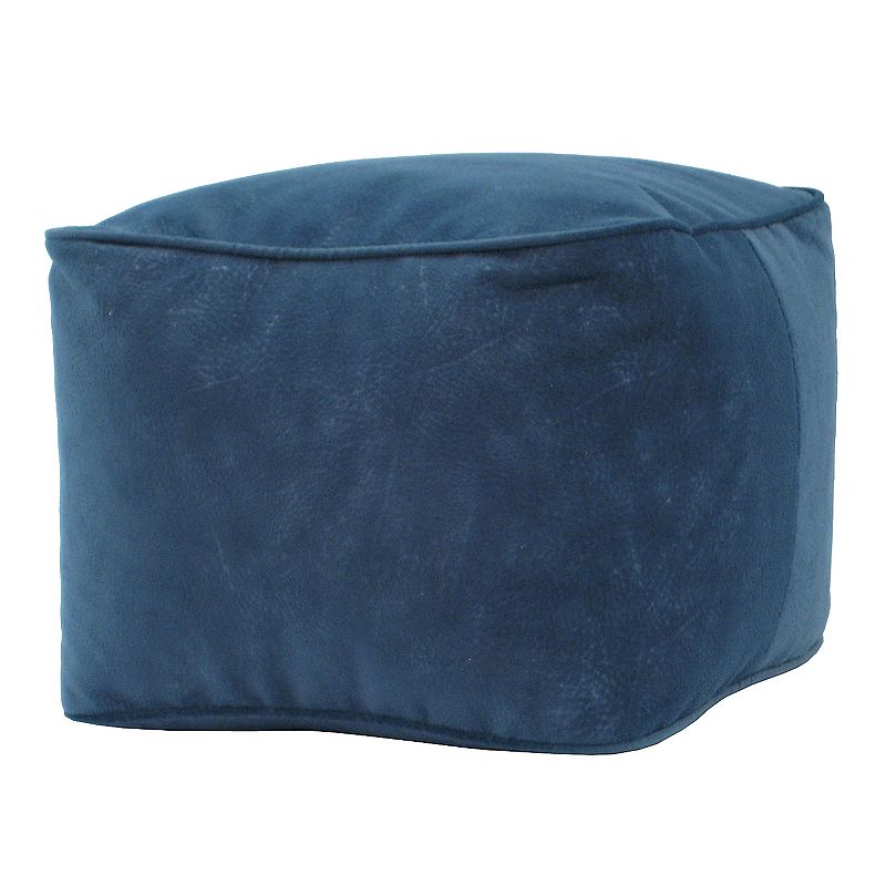 Medium Microfiber Faux-Suede Bean Bag Ottoman, Blue