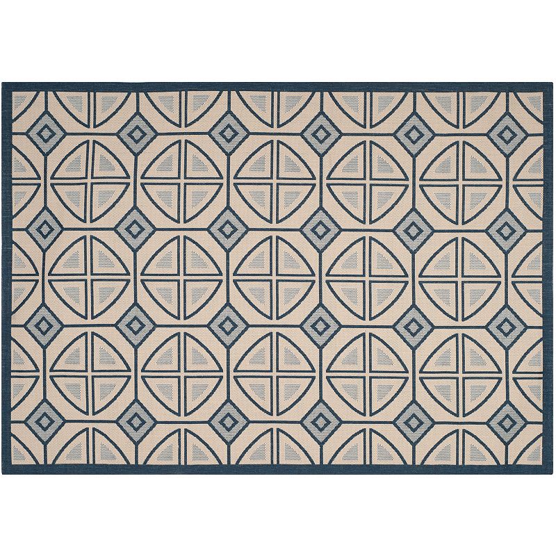Safavieh Courtyard Abstract Geometric Indoor Outdoor Rug, Beig/Green, 4X5.5