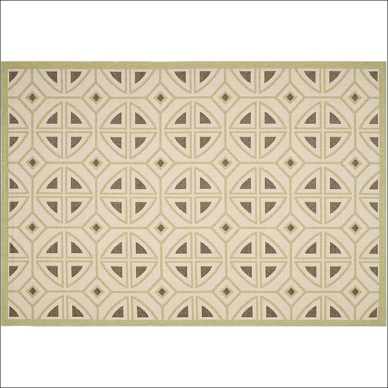 Safavieh Courtyard Abstract Geometric Indoor Outdoor Rug, Beig/Green, 6.5X9.5 Ft