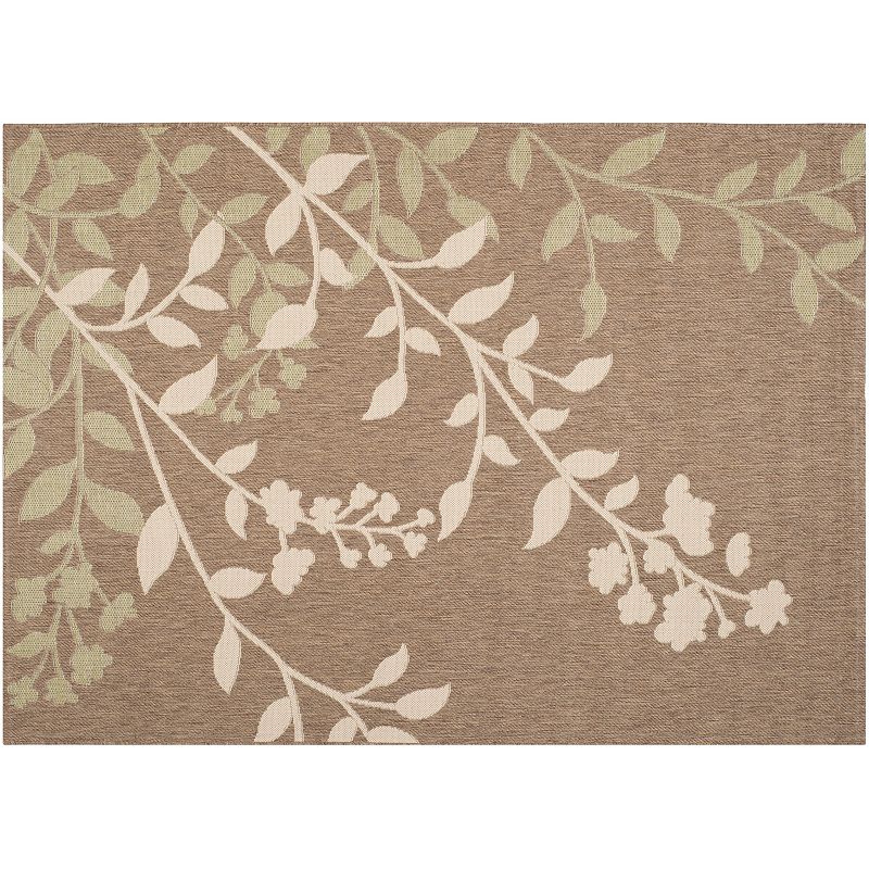 Safavieh Courtyard Mandarin Floral Indoor Outdoor Rug, Brown, 8X11 Ft