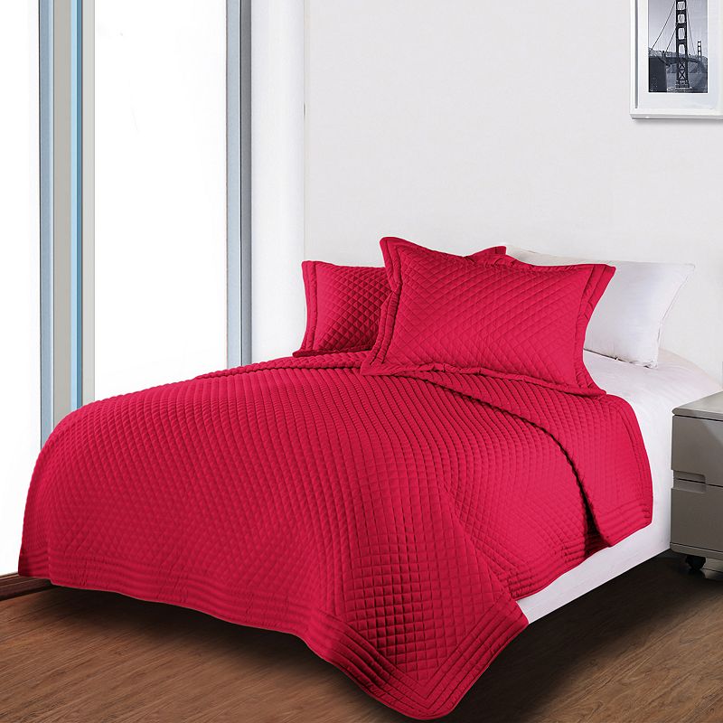 Diamond Quilt, Red, King