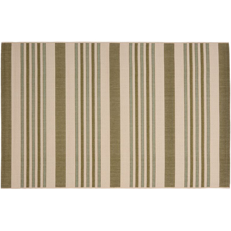 Safavieh Courtyard Ribbon Stripe Indoor Outdoor Rug, Beig/Green, 6.5Ft Sq