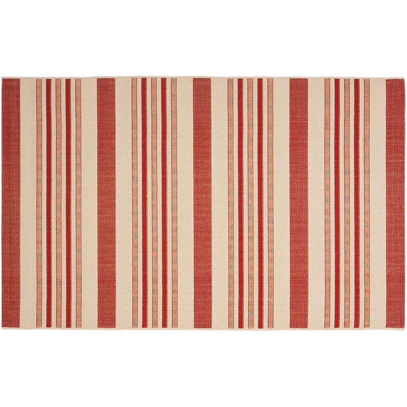 Safavieh Courtyard Ribbon Stripe Indoor Outdoor Rug, Beig/Green, 4X5.5 Ft