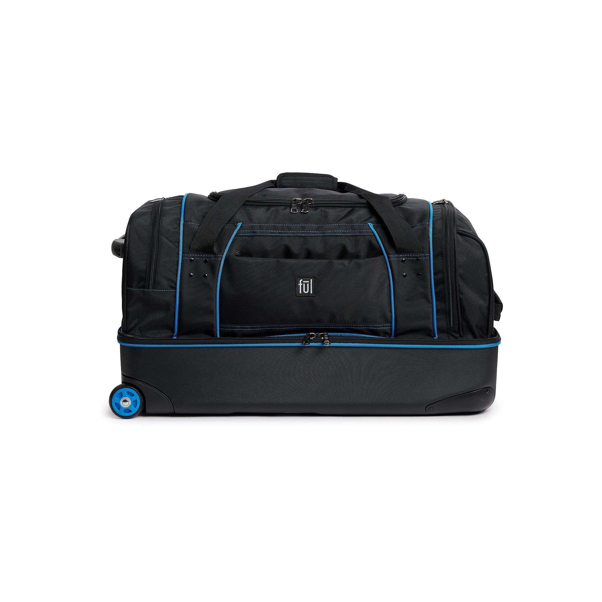 FUL Workhorse Rolling Duffel Bag, Black Blue