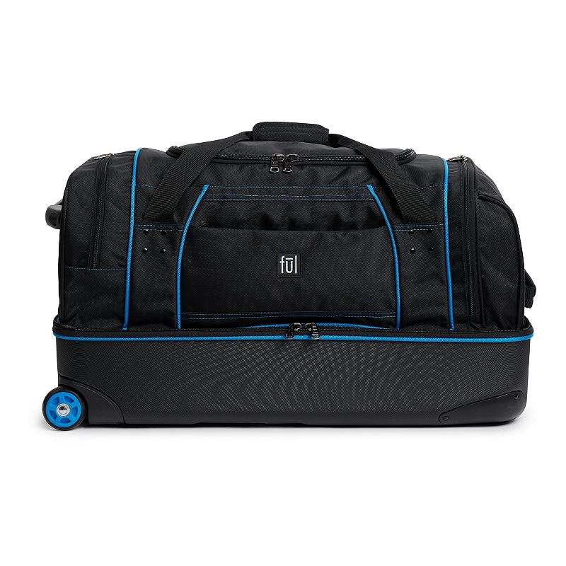 FUL Workhorse Rolling Duffel Bag, Black Blue