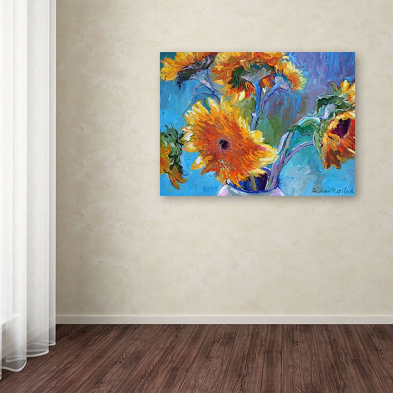 Trademark Fine Art Sunflower 5 Canvas Wall Art, Blue, 19X14