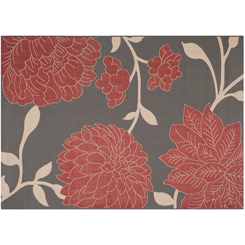 Safavieh Courtyard Bouquet Floral Indoor Outdoor Rug, Grey, 2X3.5 Ft