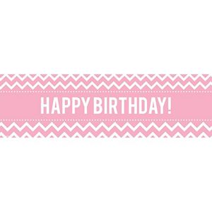 Chevron Pink Birthday Banner