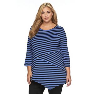 Plus Size Apt. 9® Striped Asymmetrical Tee