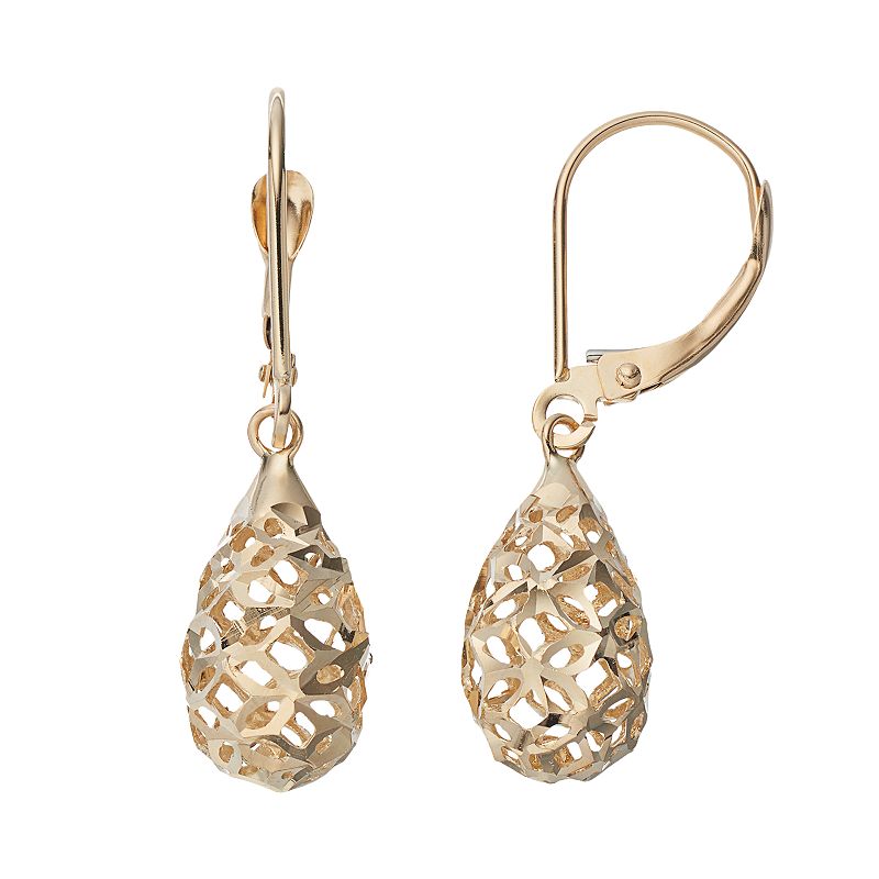 Forever 14K Openwork Teardrop Earrings, Womens, Gold