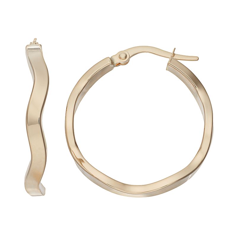 Forever 14K Wavy Hoop Earrings, Womens, Gold