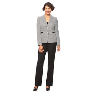 Women's Le Suit Houndstooth 2-Button Suit Jacket & Pants Set