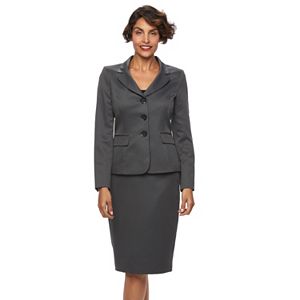 Women's Le Suit Houndstooth 3-Button Suit Jacket & Skirt Set