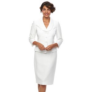 Women's Le Suit Jacquard 3-Button Suit Jacket & Skirt Set