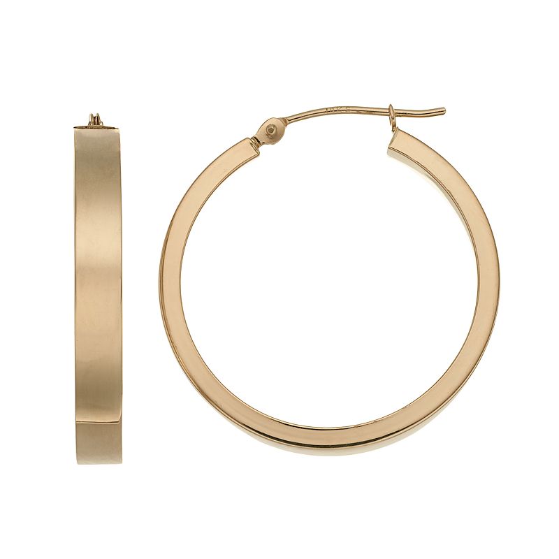 Forever 14K Square Hoop Earrings, Womens, Yellow