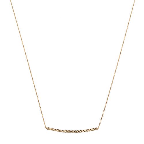 14k Gold Textured Bar Necklace