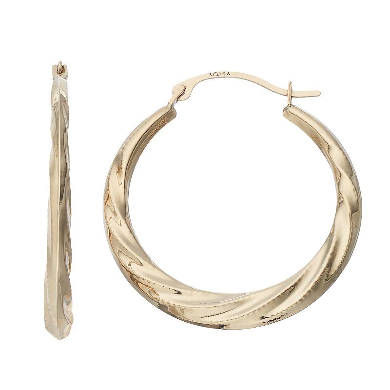 61096026 Forever 14K Swirl Hoop Earrings, Womens, Gold sku 61096026