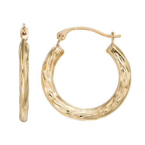 Forever 14K Textured Hoop Earrings