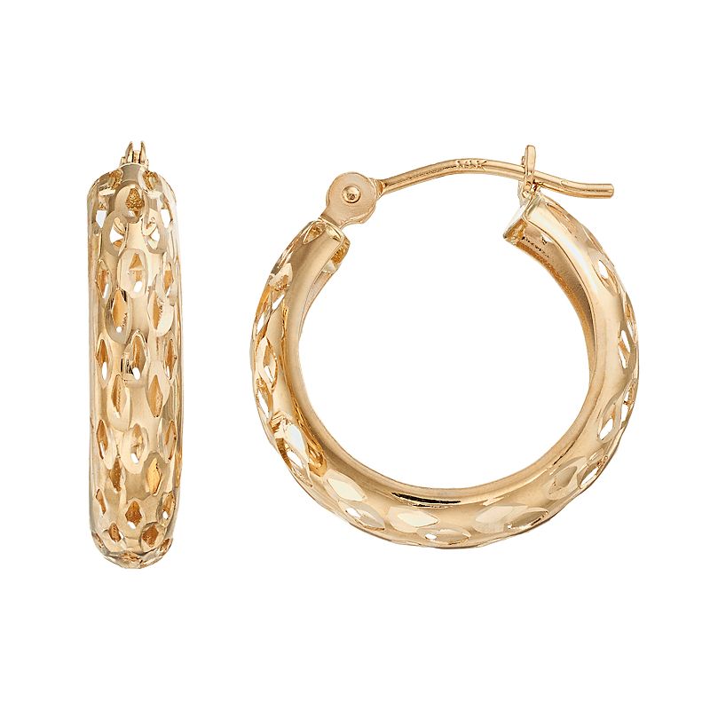Forever 14K Mesh Hoop Earrings, Womens, Gold