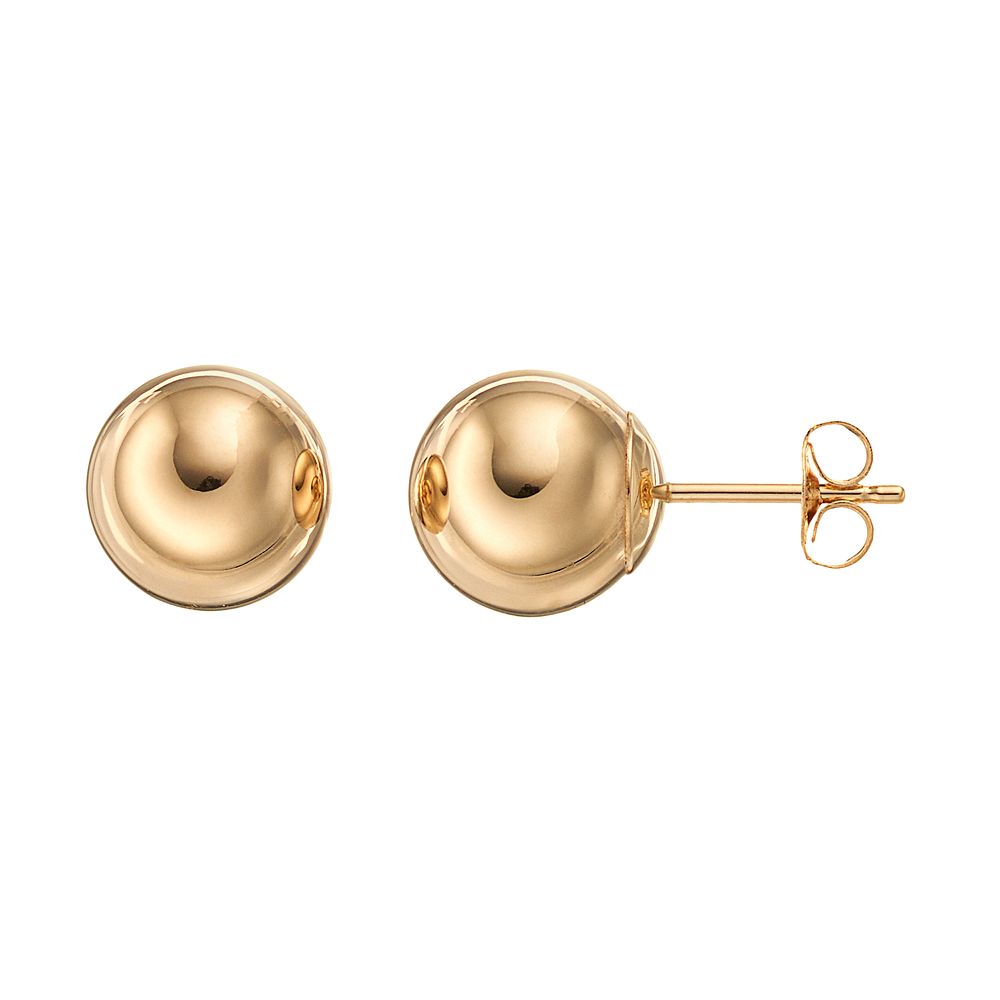 TJC Ball Stud Earrings for Women 14ct Gold Plated 925 Sterling Silver