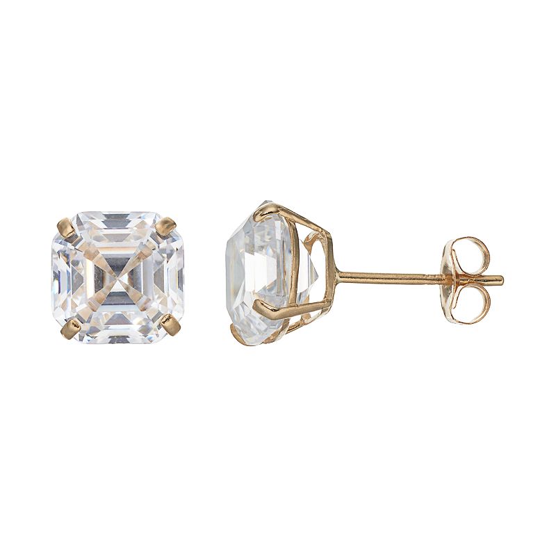Forever 14K Cubic Zirconia Stud Earrings, Womens, White