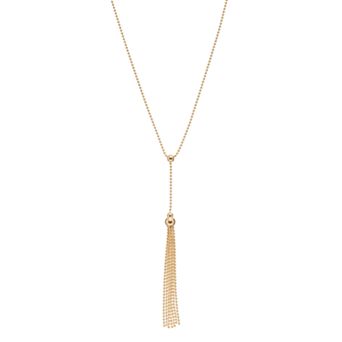 14k Gold Beaded Lariat Necklace