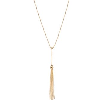 14k Gold Beaded Lariat Necklace