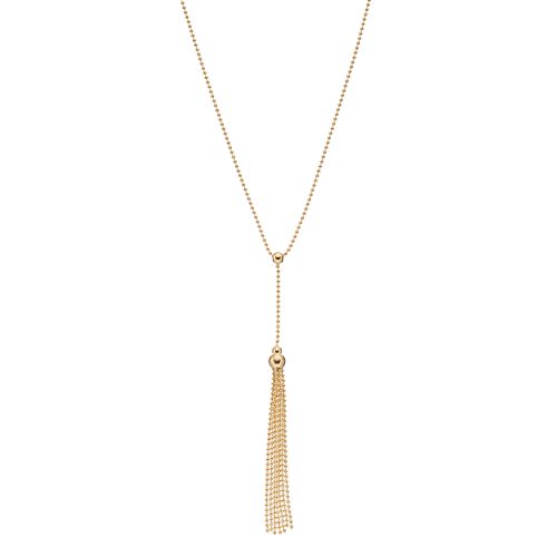 14k Gold Beaded Lariat Necklace