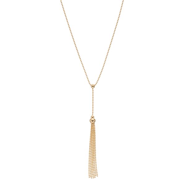 14k Gold Beaded Lariat Necklace