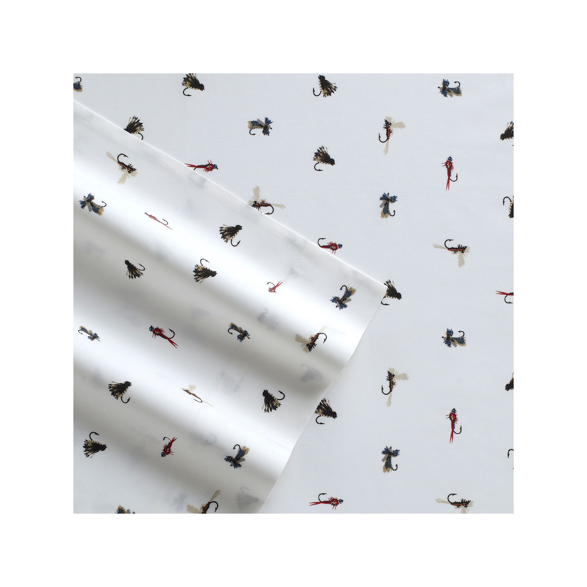 Eddie Bauer Deep Pocket Cotton Sheet Set, Fishing Flies