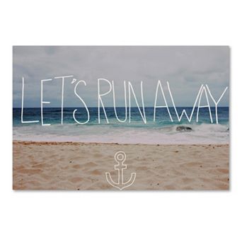 Trademark Fine Art "Let's Run Away" Beach Canvas Wall Art