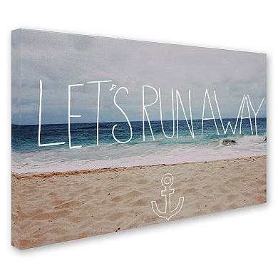 Trademark Fine Art "Let's Run Away" Beach Canvas Wall Art