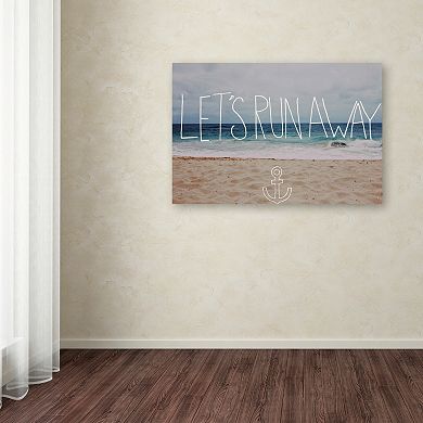 Trademark Fine Art "Let's Run Away" Beach Canvas Wall Art