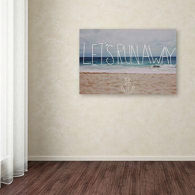 Trademark Fine Art "Let's Run Away" Beach Canvas Wall Art