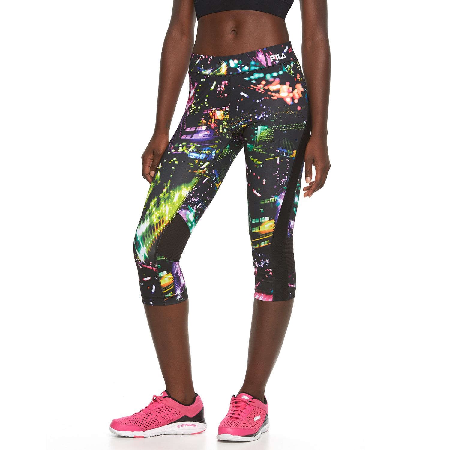 fila sport mesh printed yoga capris