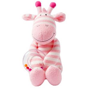 giggle Striped Plush Animal Toy with Ring Rattle