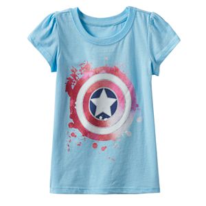 Toddler Girl Marvel Captain America Splatter Paint Shield Tee