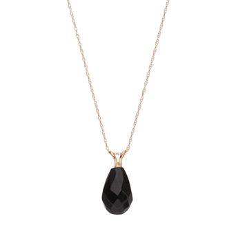 14k Gold Onyx Briolette Pendant Necklace