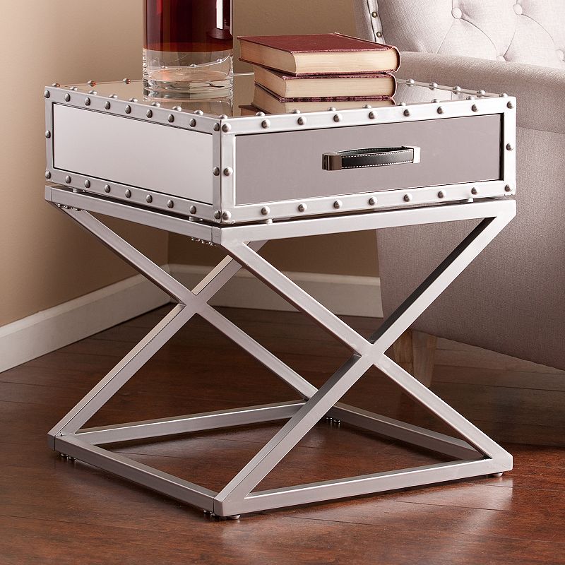 Stockard Industrial End Table, Silver