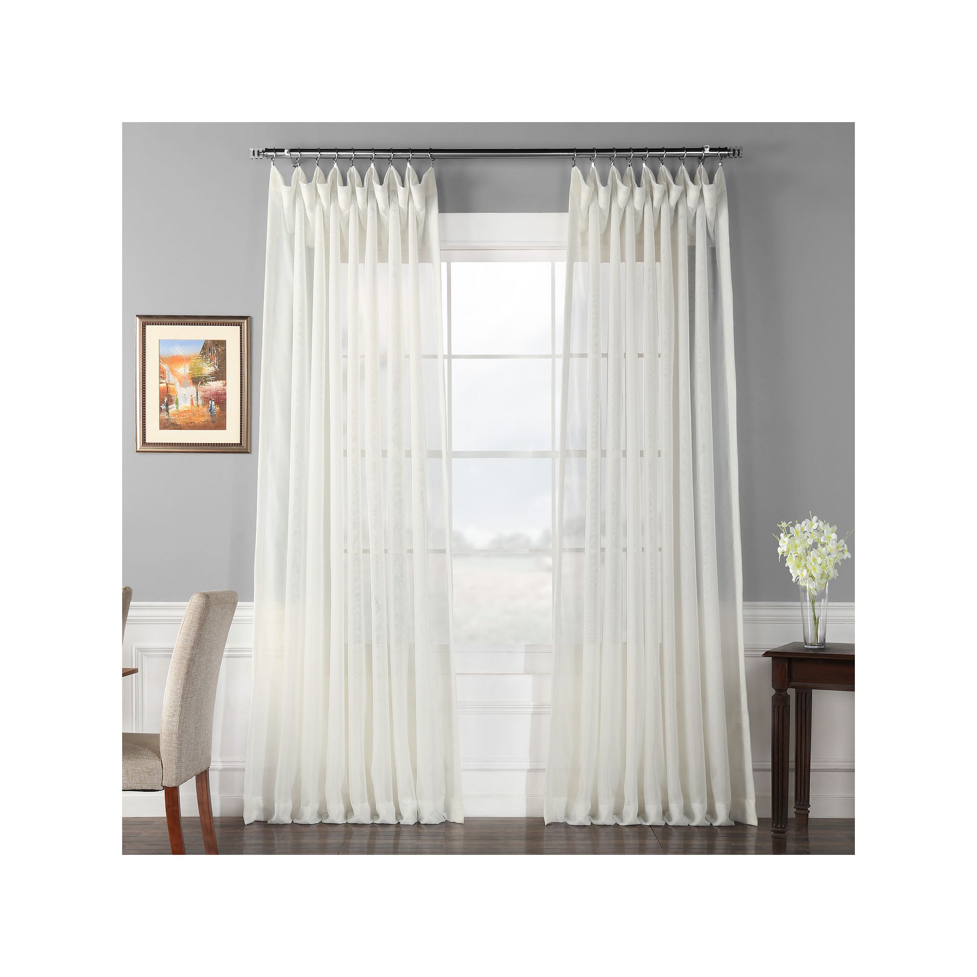 EFF 1-Panel Signature Sheer Double-Wide Window Curtain, Off White