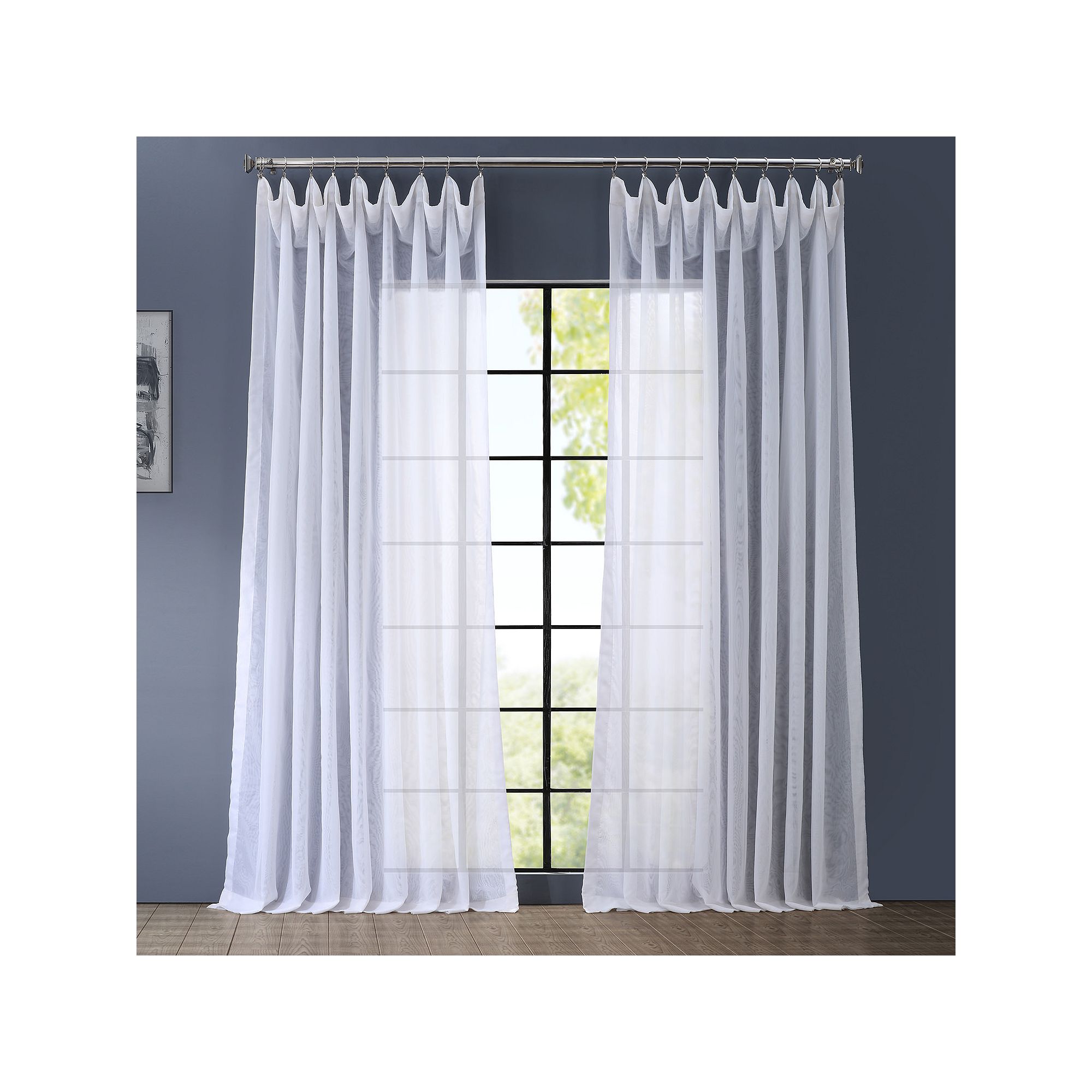 EFF 1-Panel Signature Sheer Double-Wide Window Curtain, White