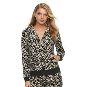Women's Juicy Couture Leopard Velour Hoodie Jacket