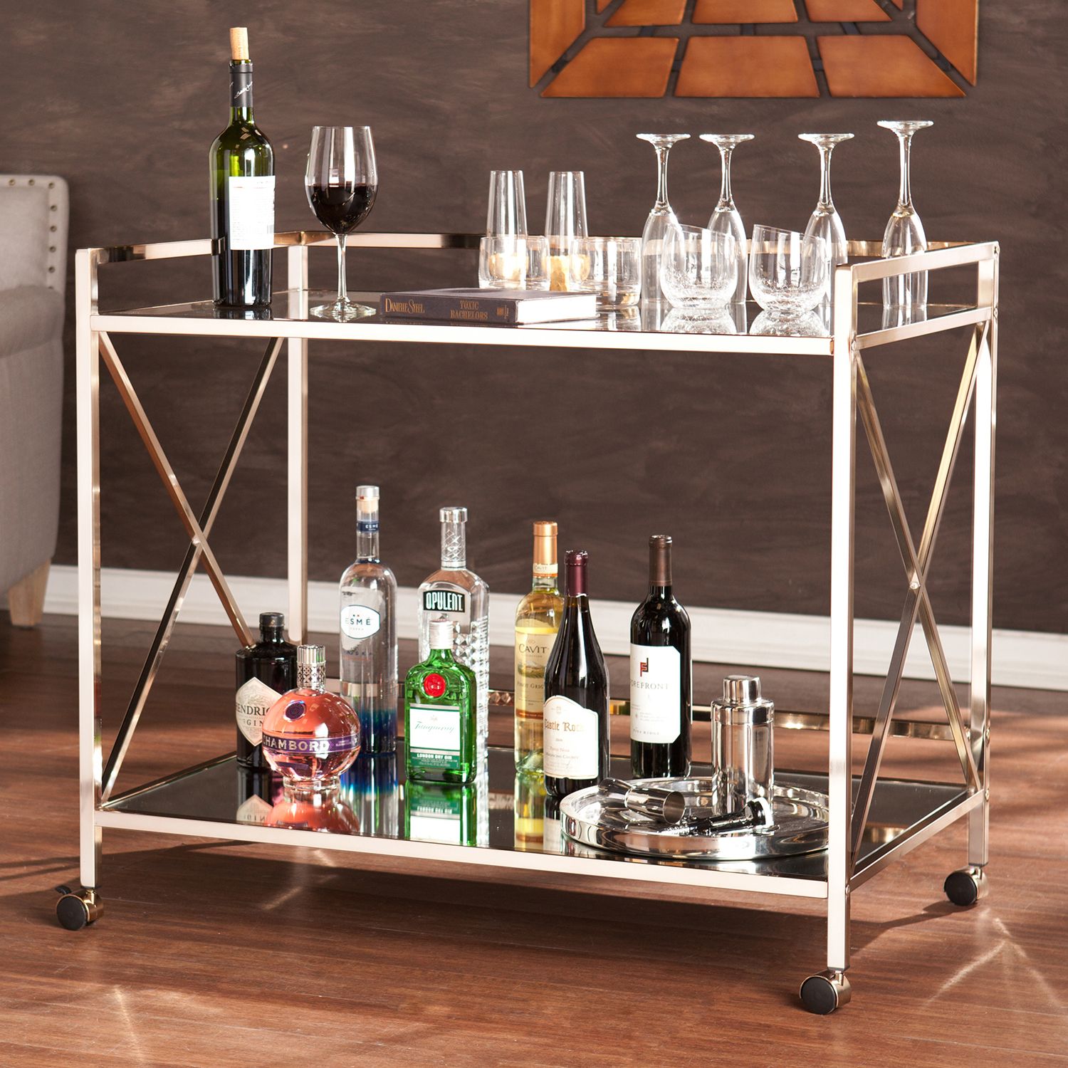 South shore munich bar 2024 cart with wine rack