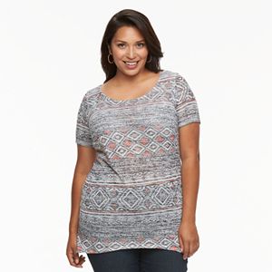 Plus Size AB Studio Printed Handkerchief Sweater