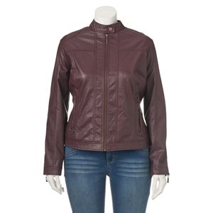 Juniors' Plus Size J-2 Zipper Faux-Leather Jacket